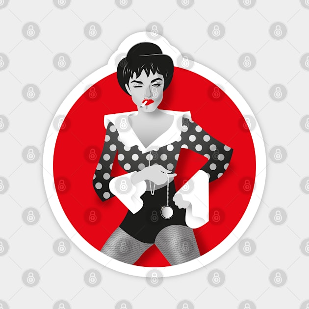 Polka dot girl Magnet by AlejandroMogolloArt