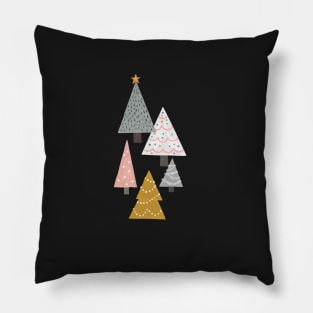 Christmas Trees on Black Pillow