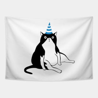 Cat in a Birthday Hat Tapestry