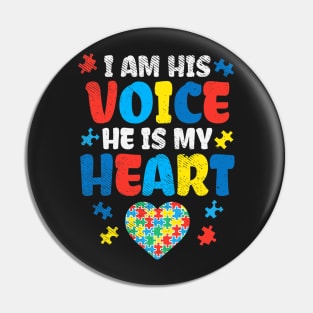 I Am His Voice He Is My Heart Autism Awareness Asl Sped Pin