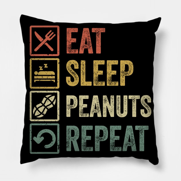 Funny eat sleep peanuts repeat retro vintage gift Pillow by Lyume