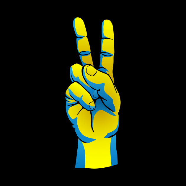 Peace for Ukraine Ukrainian Pride Hand Peace Sign Design by hobrath