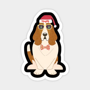 Funny Christmas Naughty Basset Hound Magnet