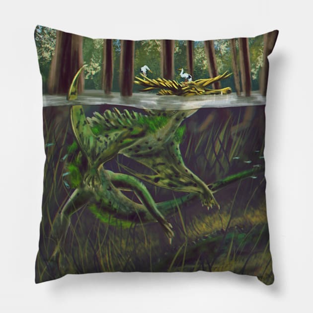 Swamp dragon Pillow by Bertoni_Lee