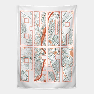 Budapest, Hungary City Map Typography - Bohemian Tapestry