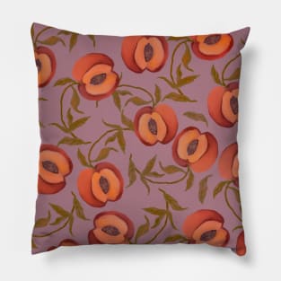 Pattern watercolor peaches, vintage art Pillow