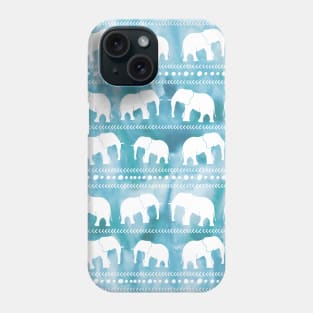 Elephant Tribal Watercolor Pattern Blue Phone Case