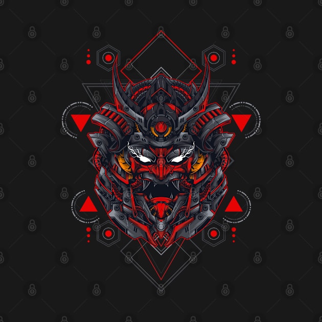 Samurai head 3 - Sacred Geometry by JorgeOrtega88