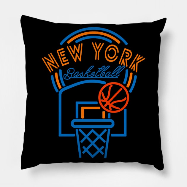 Neon New York Basketball Pillow by MulletHappens