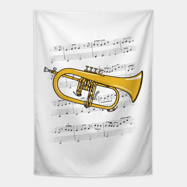 Flugelhorn Player Hornist Brass Musician (Colour) Tapestry by doodlerob