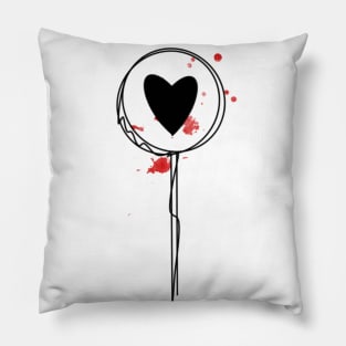 Lollipop Candy Love Line Black Heart art Pillow