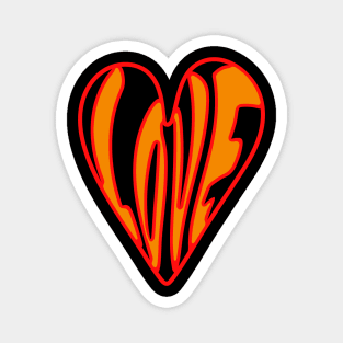 Hippie Style Love Heart, Orange, Red and Black Magnet