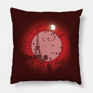 Paris Skyline Silhouette Illustration Pillow