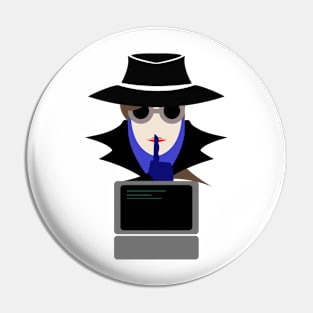 Lady Black Shush (Cauc W/Computer): A Cybersecurity Design Pin