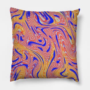 Orange and Blue Marble Pillow