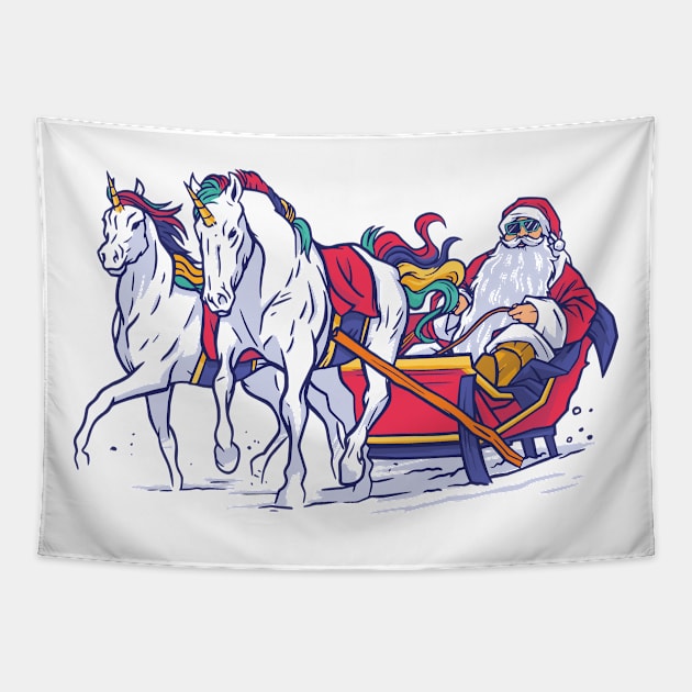 Santa Unicorns Tapestry by Urban_Vintage