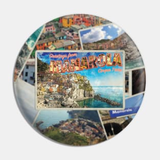 Greetings from Manarola Cinque Terre vintage style retro souvenir Pin