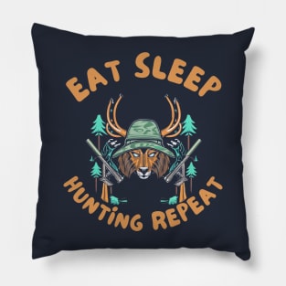 Eat sleep hunting repeat Pillow