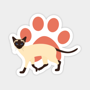 Siamese Cat and Paw Print Magnet