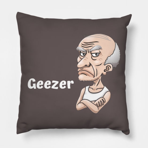 Geezer cartoon Pillow by Comic Dzyns