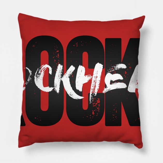 Official ROCKY ROCKHEAD Merch - Logo (Variant #1) Pillow by Rockhead