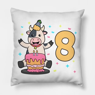 I am 8 with cow - kids birthday 8 years old Pillow