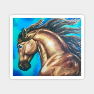 Wild Golden Horse Painting Magnet