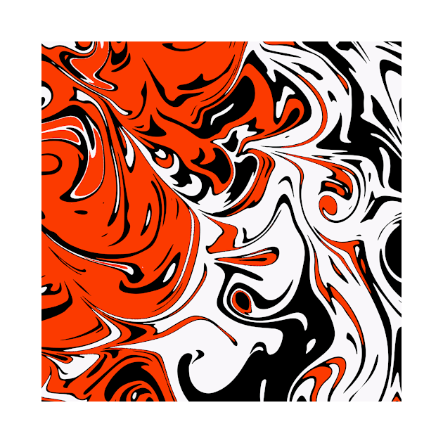 Orange white black Liquid Abstract Art by Tshirtstory