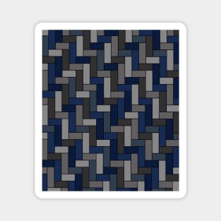Geometric Tiles in Dark Blues and Greys Magnet