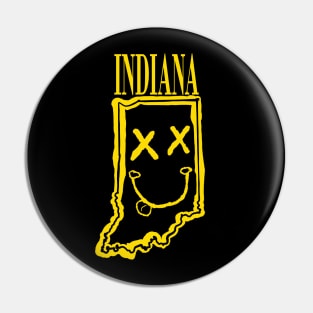 Grunge Heads Indiana Happy Smiling 90's style Grunge Face X eyes Pin