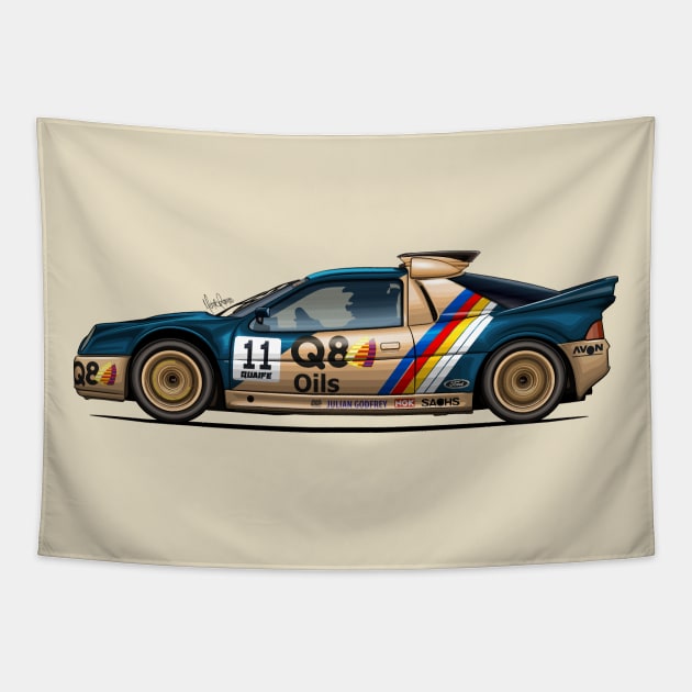 Ford RS200 Group B - Artwork Tapestry by Mario Ramos Rally Art