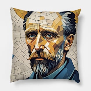 Starry Night Mosaic: Van Gogh Inspired Portrait Pillow