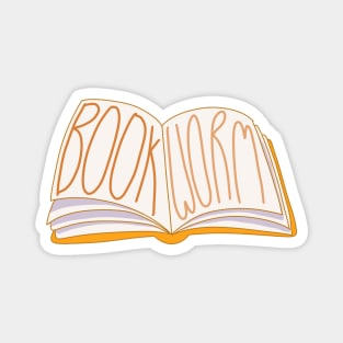 Bookworm orange yellow book for readers Magnet