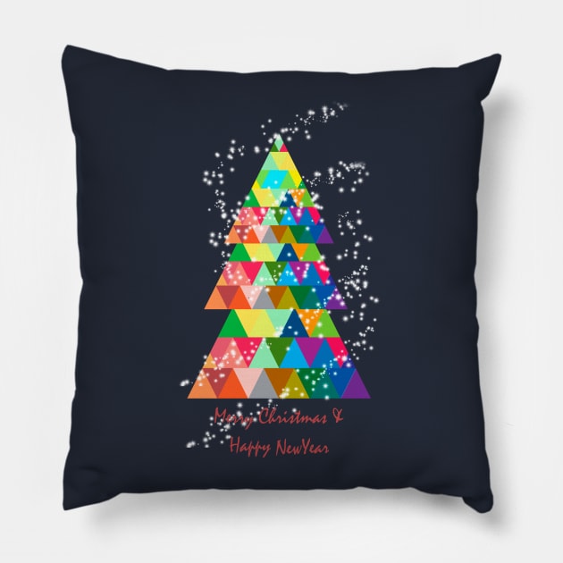 christmas tree colorful Pillow by MARK ASHKENAZI