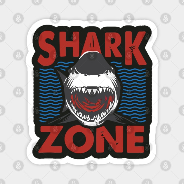 shark zone, shark jaws, shark attack, sharknado, shark land, Magnet by illustraa1