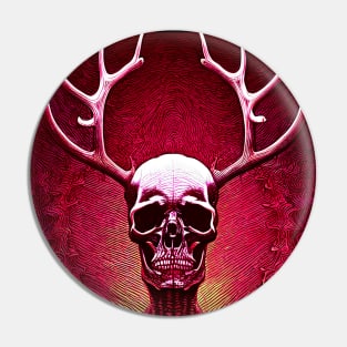 Skull With Antlers Pin