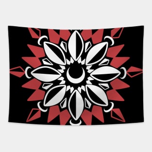 Abstract Moon Flower Print (Red) Tapestry