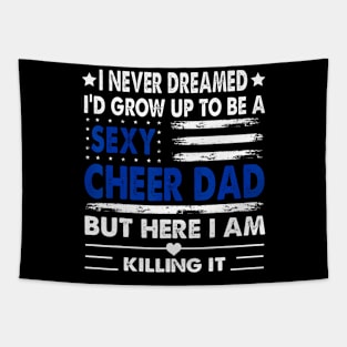 Cheer Dad Us Flag Cheerleading Cheerleader Father Cheer Tapestry