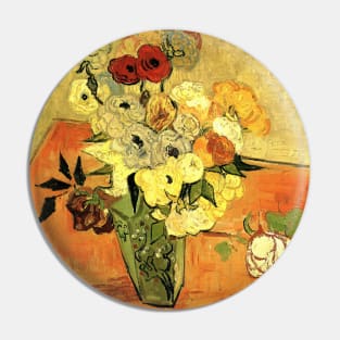 Vase with Roses and Anemones by Vincent van Gogh Pin