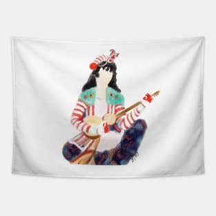 Persian Woman Playing Guitar Tapestry