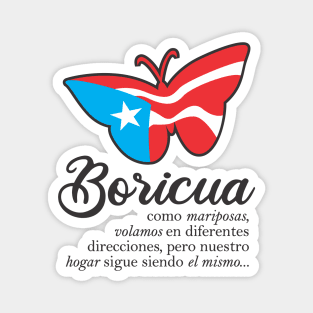 Boricua Flag Familia Butterfly Puerto Rico Spanish Magnet