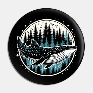 whale shark angry on forest t-shirt Pin