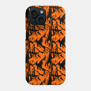 Black tangled abstraction on orange background. Phone Case