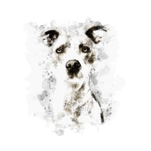 Ink Watercolor Portrait of a Pitbull dog T-Shirt