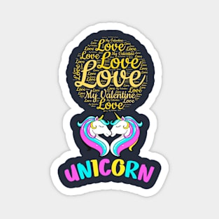 Unicorn loving heart under the moon Magnet