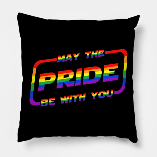 May the Pride Be With You Rainbow Flag Pillow by Scar