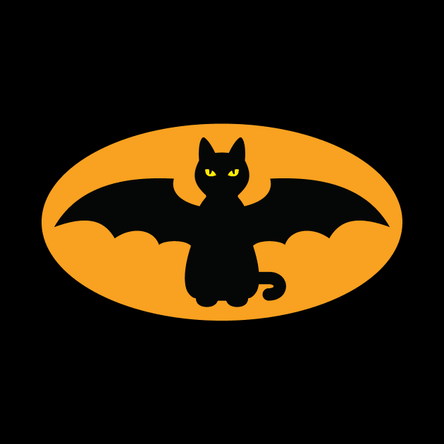 BLACK BAT CAT WITH BAT WINGS FOR HALLOWEEN by Cat In Orbit ®