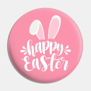 Simple Cute Bunny Ears Happy Easter Calligraphy Pin