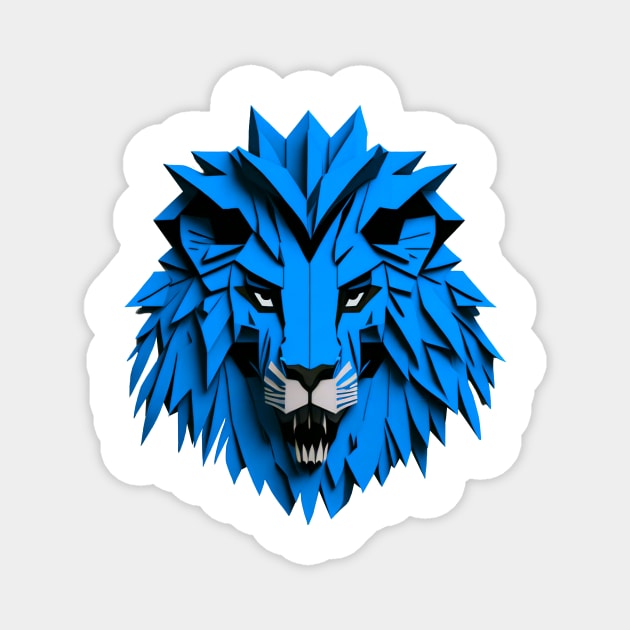 Origami Blue Lion Magnet by Squidoink