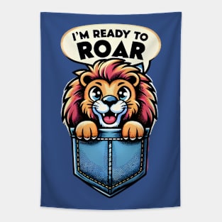 Pocket Lion Roar Tee – Embrace Your Confidence Tapestry